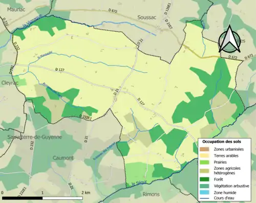 Carte en couleurs présentant l'occupation des sols.