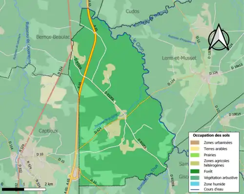 Carte en couleurs présentant l'occupation des sols.