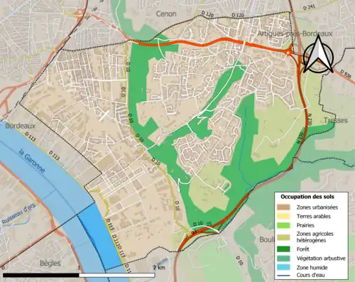 Carte en couleurs présentant l'occupation des sols.