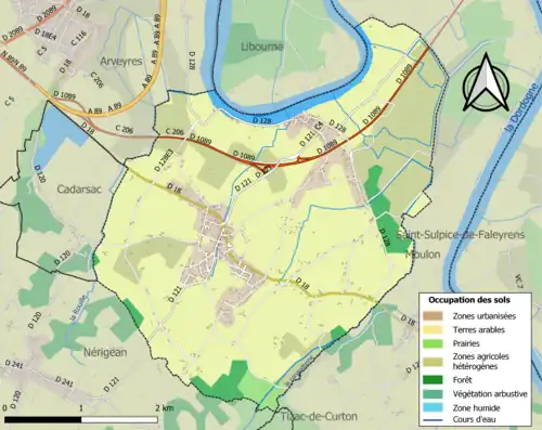 Carte en couleurs présentant l'occupation des sols.