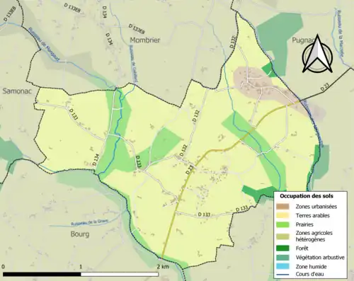 Carte en couleurs présentant l'occupation des sols.