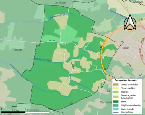 Carte en couleurs présentant l'occupation des sols.