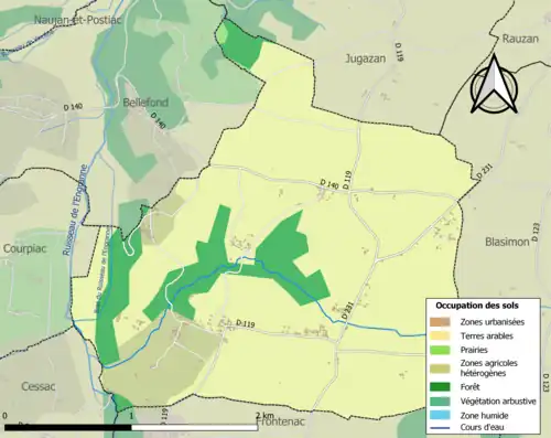 Carte en couleurs présentant l'occupation des sols.