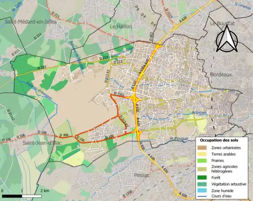 Carte en couleurs présentant l'occupation des sols.
