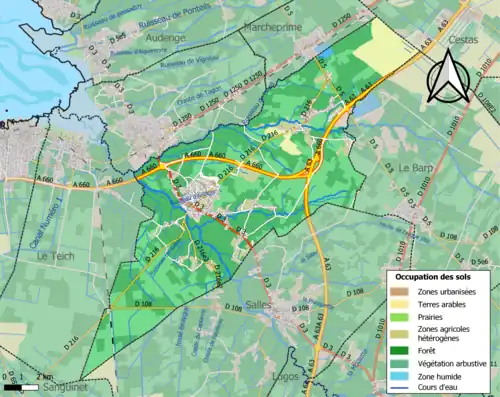 Carte en couleurs présentant l'occupation des sols.