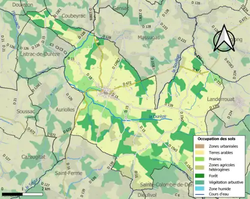 Carte en couleurs présentant l'occupation des sols.