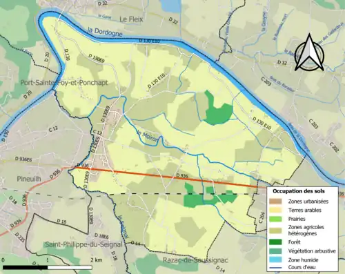 Carte en couleurs présentant l'occupation des sols.