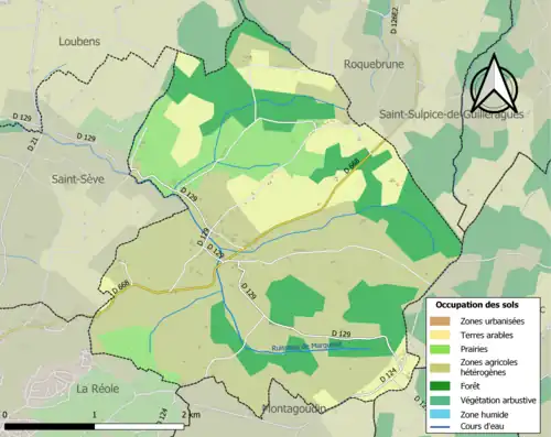 Carte en couleurs présentant l'occupation des sols.
