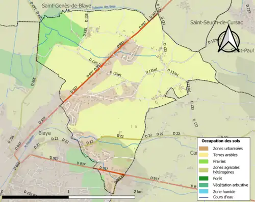 Carte en couleurs présentant l'occupation des sols.