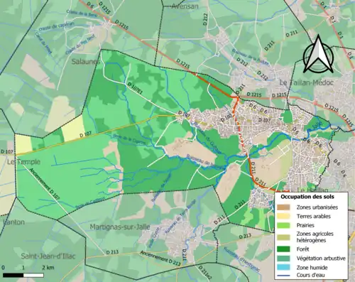 Carte en couleurs présentant l'occupation des sols.
