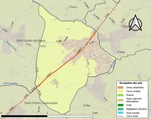Carte en couleurs présentant l'occupation des sols.