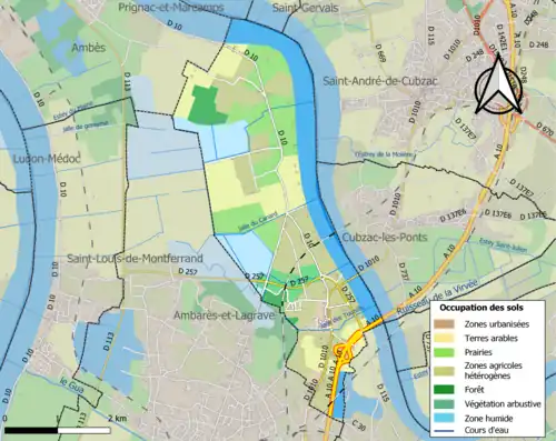 Carte en couleurs présentant l'occupation des sols.