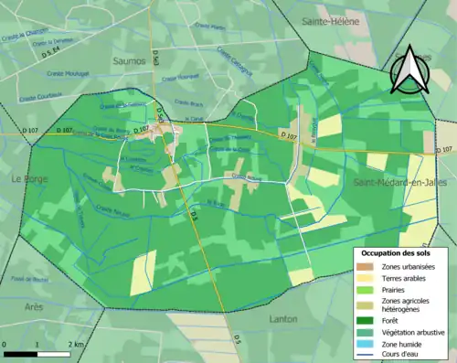 Carte en couleurs présentant l'occupation des sols.