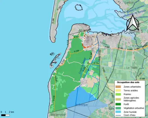 Carte en couleurs présentant l'occupation des sols.