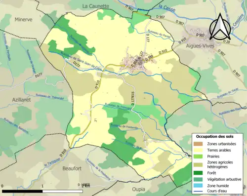 Carte en couleurs présentant l'occupation des sols.