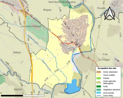 Carte en couleurs présentant l'occupation des sols.