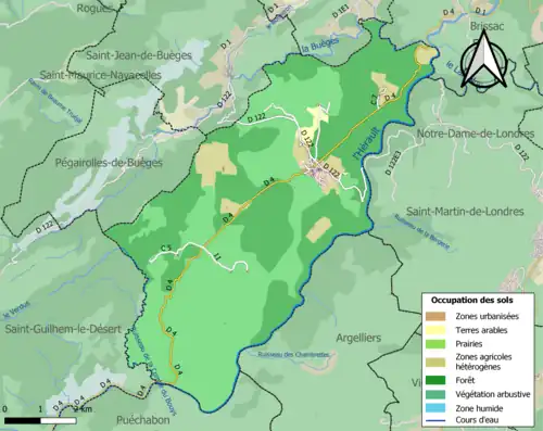 Carte en couleurs présentant l'occupation des sols.