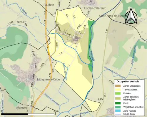 Carte en couleurs présentant l'occupation des sols.