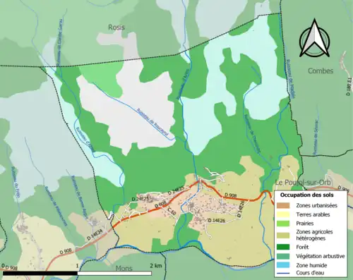 Carte en couleurs présentant l'occupation des sols.