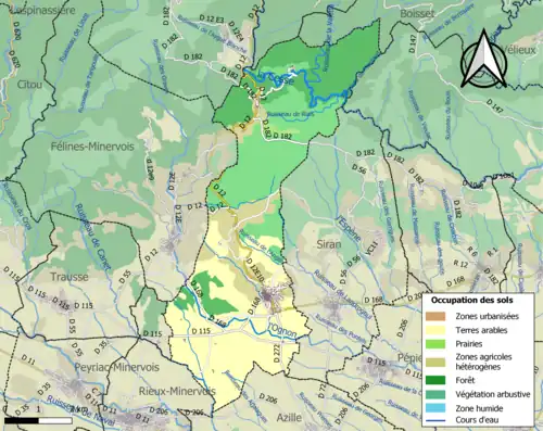 Carte en couleurs présentant l'occupation des sols.