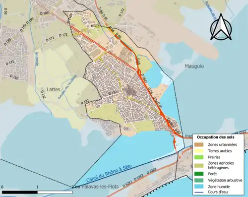 Carte en couleurs présentant l'occupation des sols.