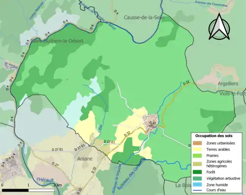 Carte en couleurs présentant l'occupation des sols.