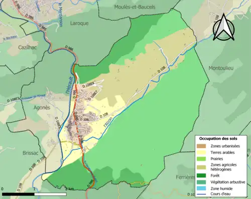Carte en couleurs présentant l'occupation des sols.