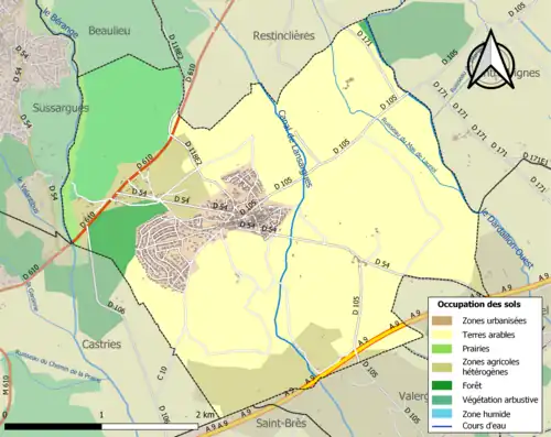 Carte en couleurs présentant l'occupation des sols.
