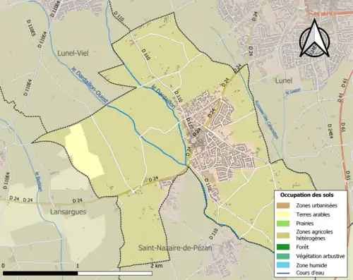 Carte en couleurs présentant l'occupation des sols.