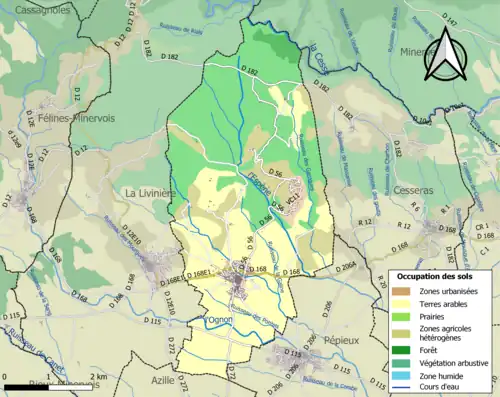 Carte en couleurs présentant l'occupation des sols.