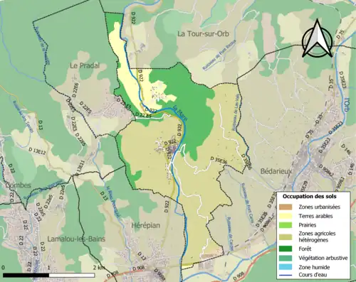 Carte en couleurs présentant l'occupation des sols.