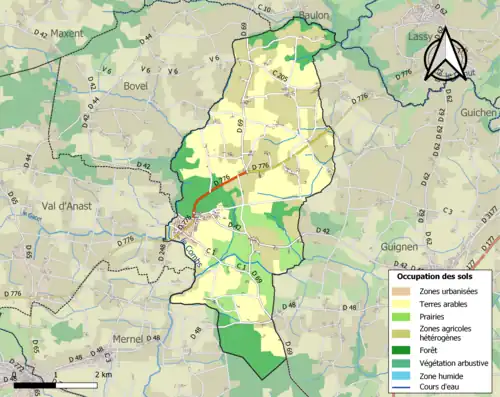 Carte en couleurs présentant l'occupation des sols.
