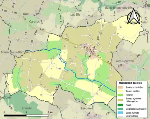 Carte en couleurs présentant l'occupation des sols.
