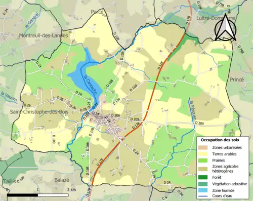 Carte en couleurs présentant l'occupation des sols.