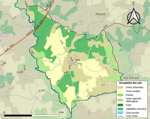 Carte en couleurs présentant l'occupation des sols.
