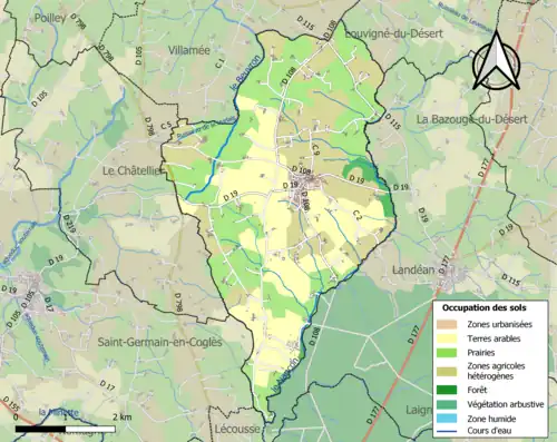 Carte en couleurs présentant l'occupation des sols.