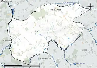 Carte du réseau hydrographique de la commune de Saint-Séglin.