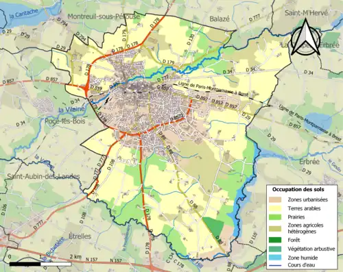 Carte en couleurs présentant l'occupation des sols.