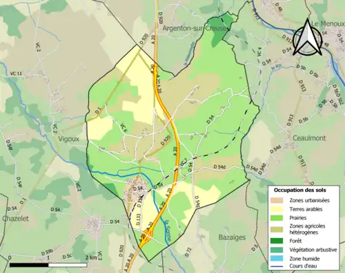 Carte en couleurs présentant l'occupation des sols.