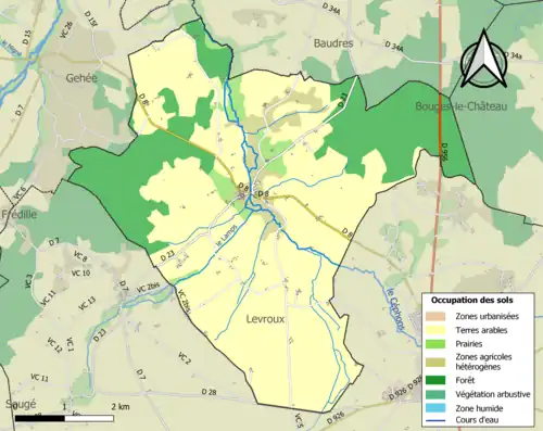 Carte en couleurs présentant l'occupation des sols.