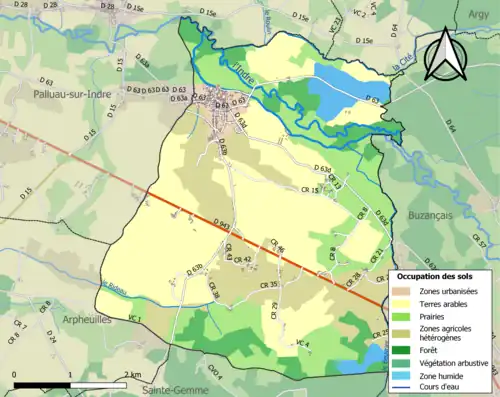 Carte en couleurs présentant l'occupation des sols.