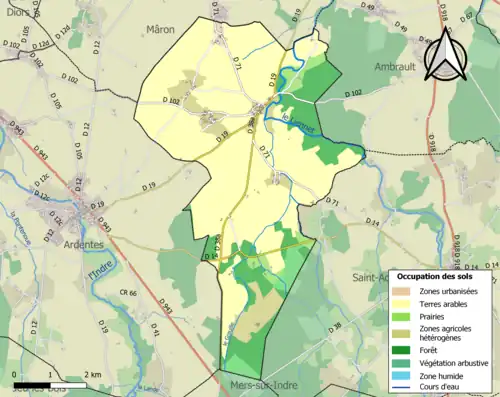Carte en couleurs présentant l'occupation des sols.