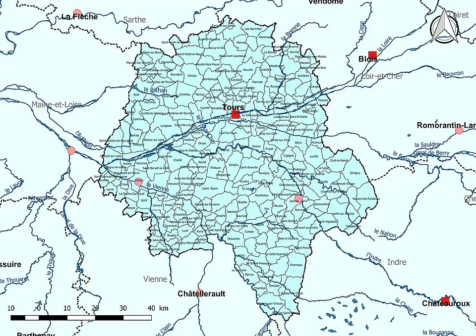 L'Indre-et-Loire est entièrement dans le bassin DCE Loire-Bretagne.