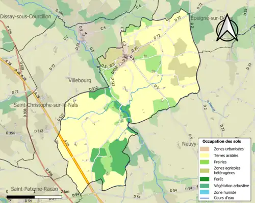 Carte en couleurs présentant l'occupation des sols.