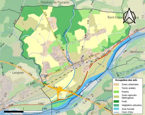 Carte en couleurs présentant l'occupation des sols.