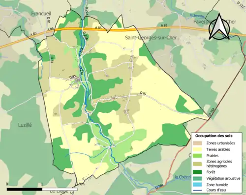 Carte en couleurs présentant l'occupation des sols.