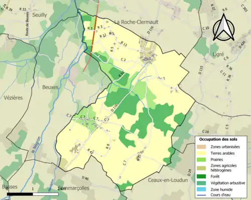Carte en couleurs présentant l'occupation des sols.