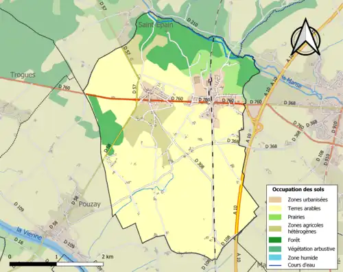Carte en couleurs présentant l'occupation des sols.