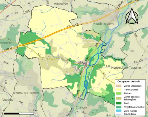 Carte en couleurs présentant l'occupation des sols.