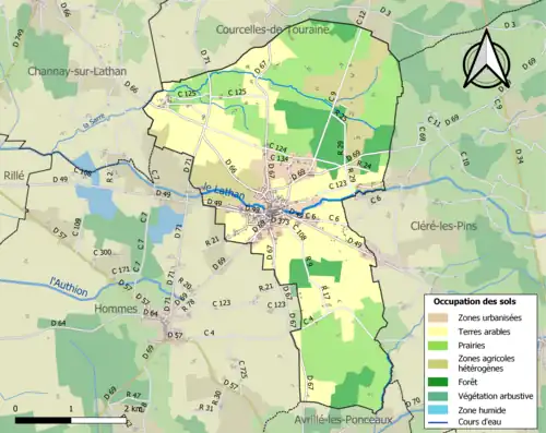 Carte en couleurs présentant l'occupation des sols.